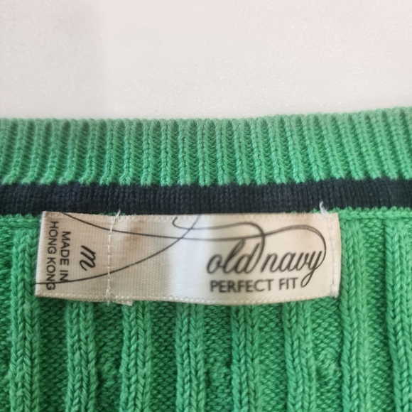 [ Old Navy] y2kvibes green vneck cable knit vibes long sleeve pull over sweater - Picture 6 of 9